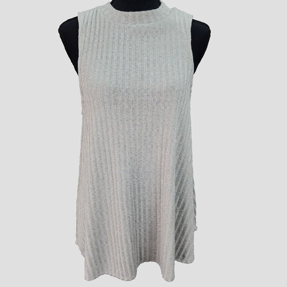 NWT Taylor & Sage Womens XL Sleeveless Ribbed Knit Pullover Top Gray Boho Shirt - Picture 2 of 13